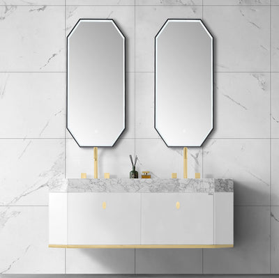 FINLAND- White matte-Brushed gold trim metal with Marble integrated sink