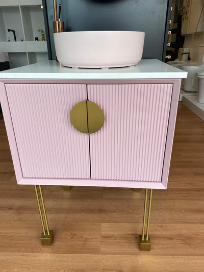 FLORENCE-Pink Freestanding with Brushed Gold Trim Bathroom Vanity Set