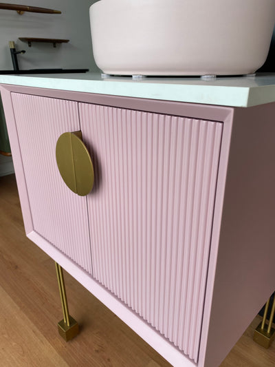 FLORENCE-Pink Freestanding with Brushed Gold Trim Bathroom Vanity Set