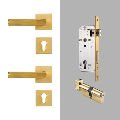 Brushed gold with black two tone interior door lock hardware kit