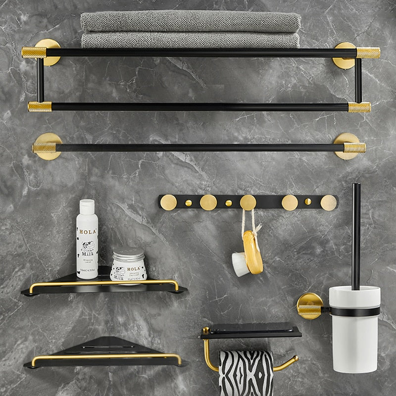 Nordic design -Black with brushed gold two tone bathroom accessories