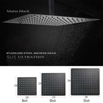 Black Matte Square 2 Way Shower Kit