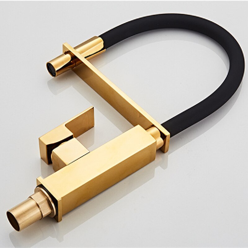 Gold polished kitchen faucet with dual sprayer