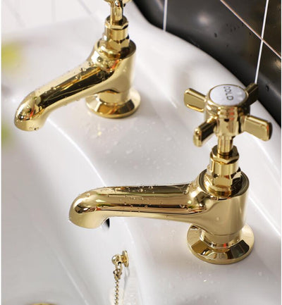 Gold Antique Victoria Style Hot and Cold Separate Bathroom Faucet