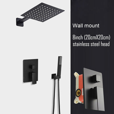 Black matte-Chrome Square 2 way diverter pressure balance shower kit CUPC