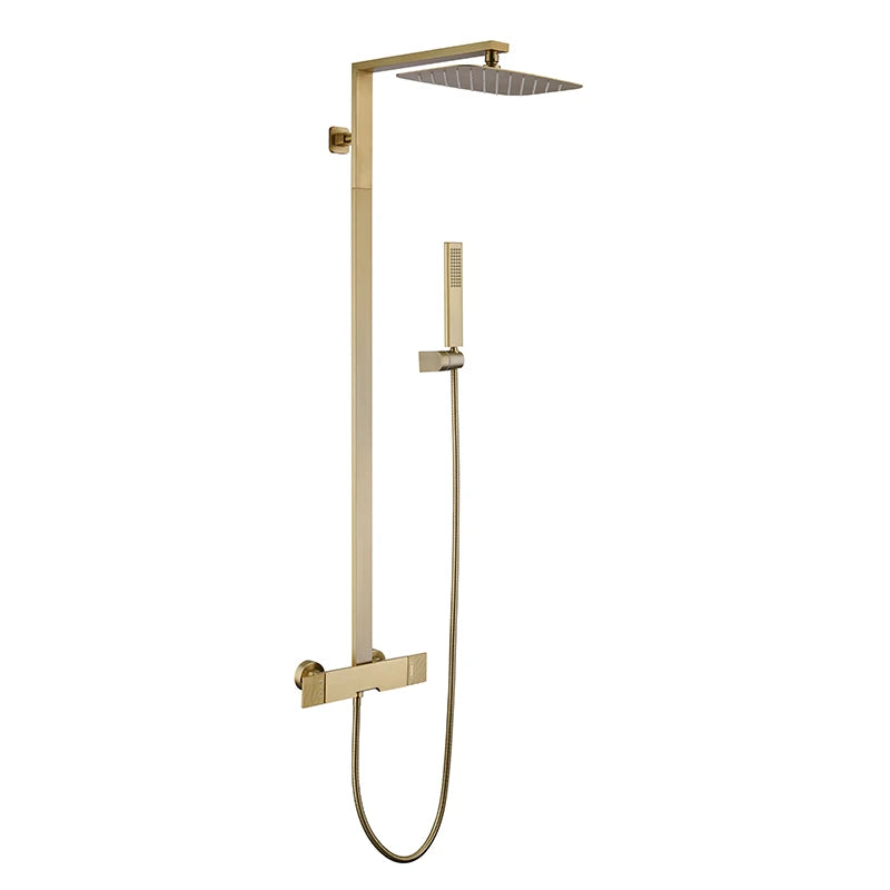 Cara- Brushed gold - Grey Gun exposed thermostatic shower system