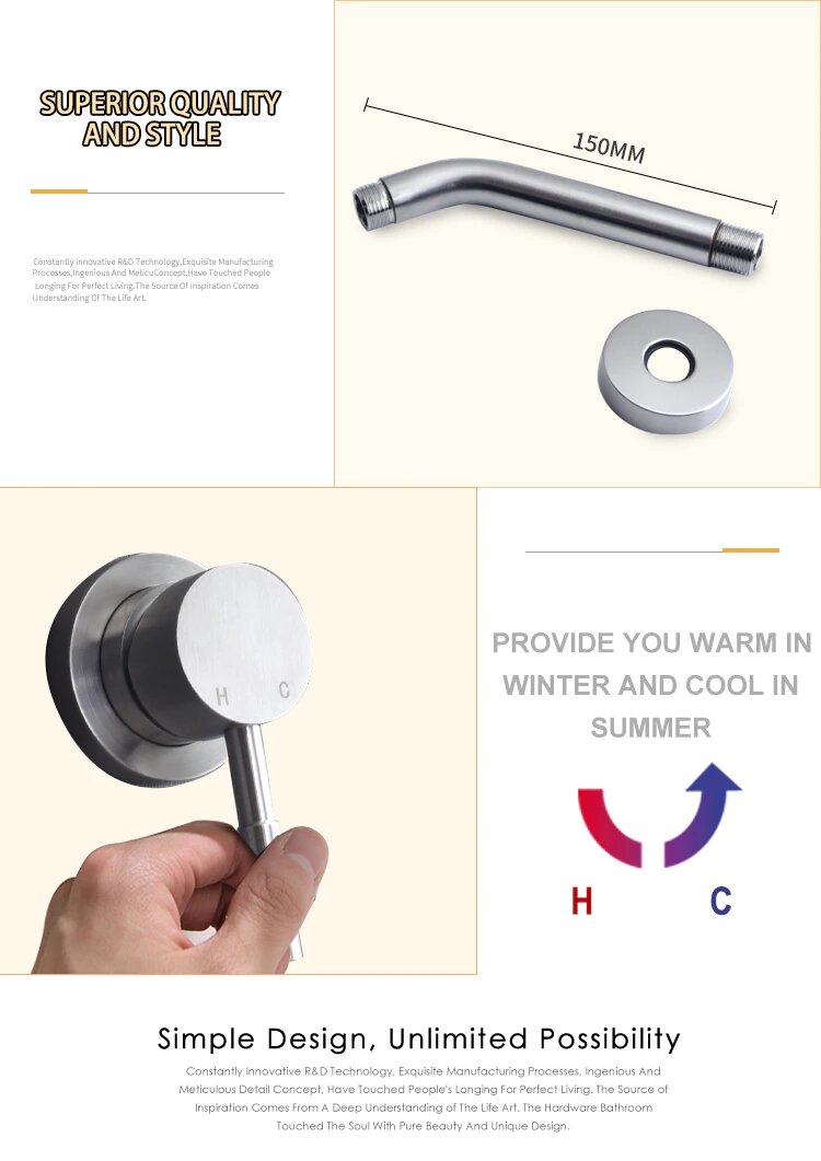 Brushed Stainless Steel Pressure Balance Shower Kit