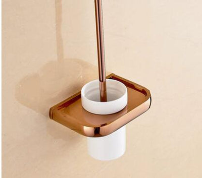 Rose gold polished bathroom accessories