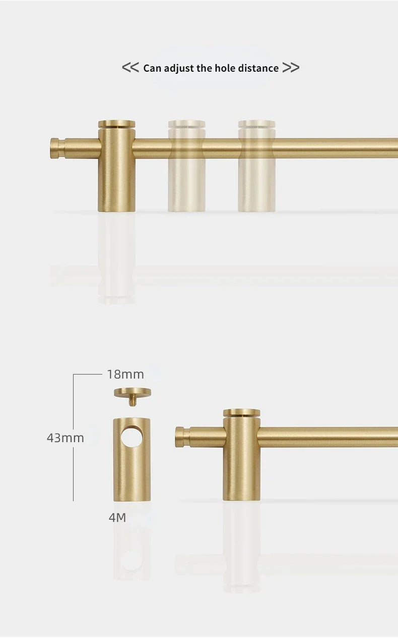 Nordic- heavy brass modern pulls simple brushed gold light luxury pulls cabinet adjustable long handle cabinet handle