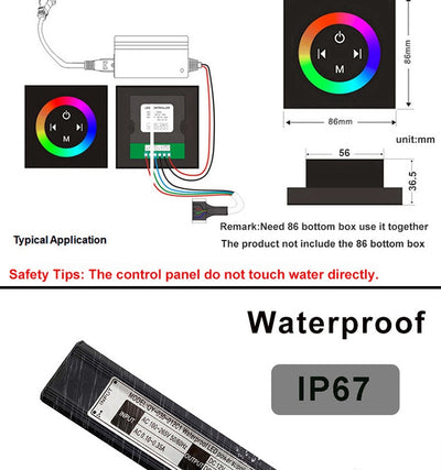 Black SPA Smart LCD Touch Control Display  LED Spa  Shower System with 23"x15"