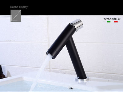 Black Matte Tall vessel and short single hole bathroom faucet