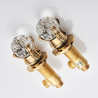 Luxury Crystal Ball Replacement Handle for Bathroom Basin Faucet 2 Pcs Hot and Cold Water Mixer Tap Handles