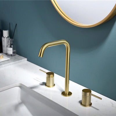 Vienna Brushed Rose Gold- Matte Black - Brushed Gold 8" Inch wide spread bathroom faucet