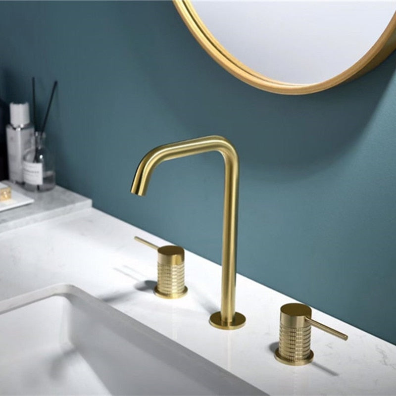 Vienna Brushed Rose Gold- Matte Black - Brushed Gold 8" Inch wide spread bathroom faucet