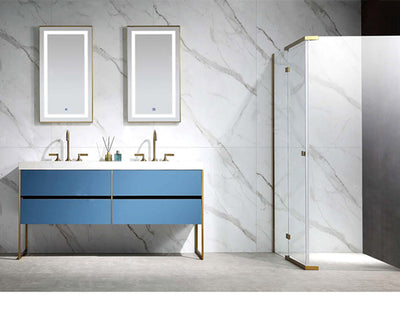 BELLA-Sky blue - freestanding bathroom vanity with brushed gold trim 48"