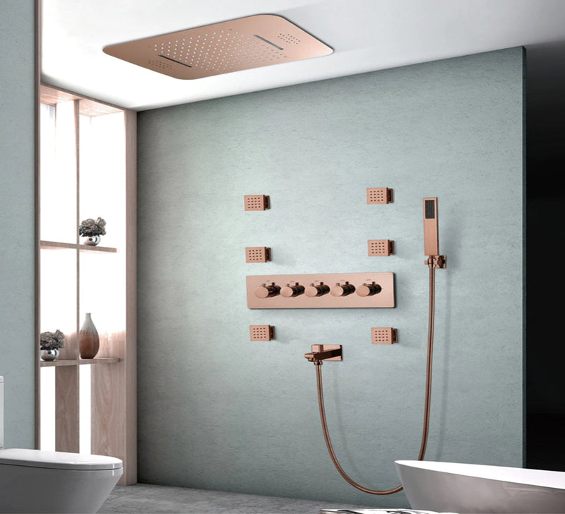 Santa Rosa-Rose Gold SPA LED Flush Mount 23"X15" shower system kit