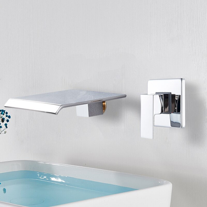 Nordic design wallmounted waterfall bathroom faucet