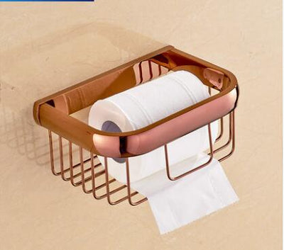 Rose gold polished bathroom accessories