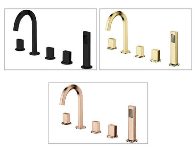 Rose Gold- Gold Polished Deck MountBathtib Filler Faucet Set