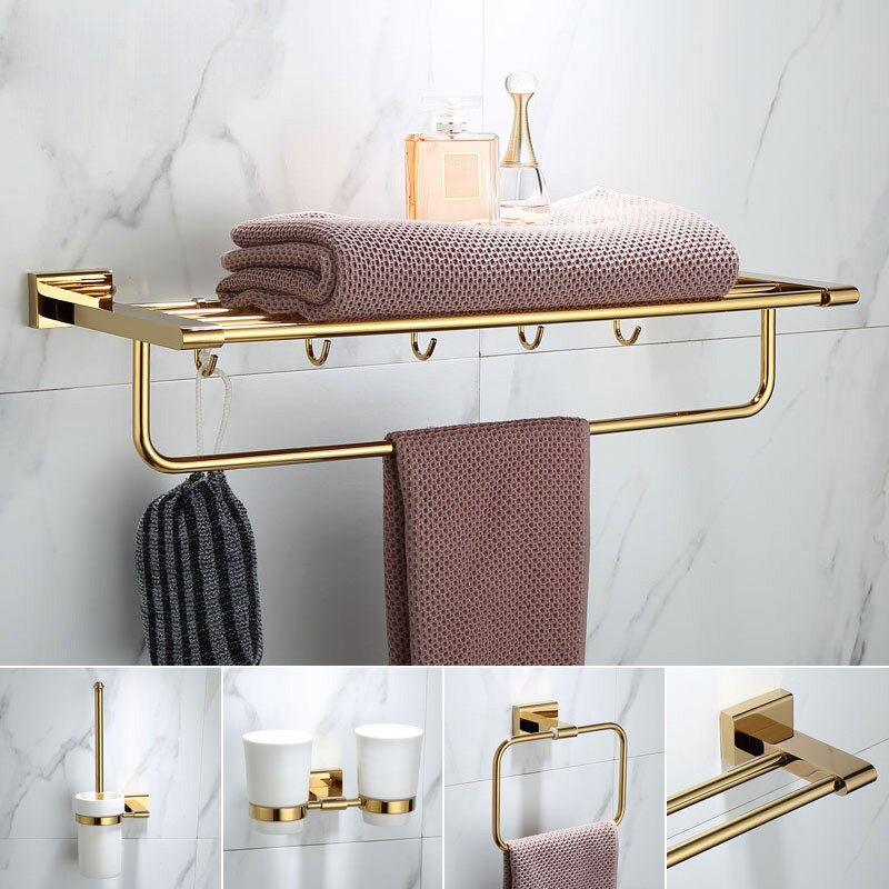 Gold polish brass bathroom accessories