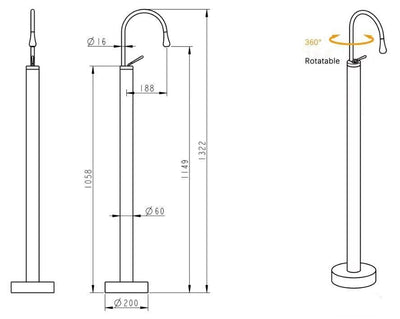 White-Black-Chrome- Gold Free Standing Tall Basin Bathroom Faucet