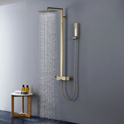 Cara- Brushed gold - Grey Gun exposed thermostatic shower system