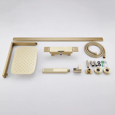 Cara- Brushed gold - Grey Gun exposed thermostatic shower system