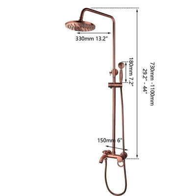 Copper Satin Exposed Shower System 3 way function