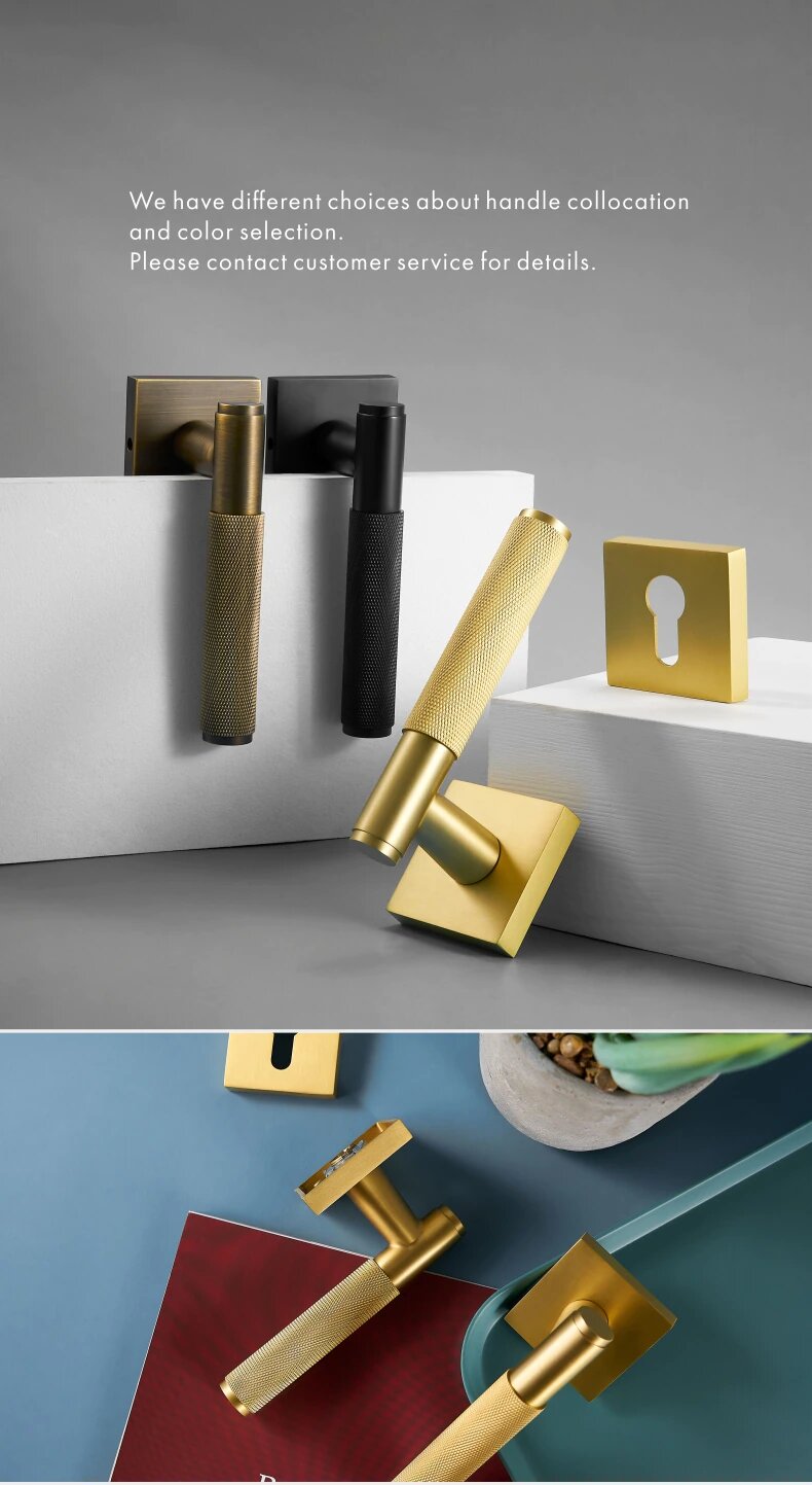 Brushed Gold Modern Interior Door Passage Lock Set