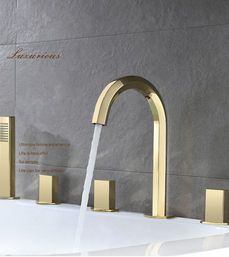 Rose Gold- Gold Polished Deck MountBathtib Filler Faucet Set