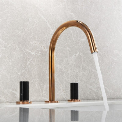 Rose Gold and Black 8" Widespread Bathroom Faucets