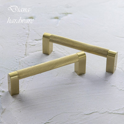 Brushed gold cabinet door handles