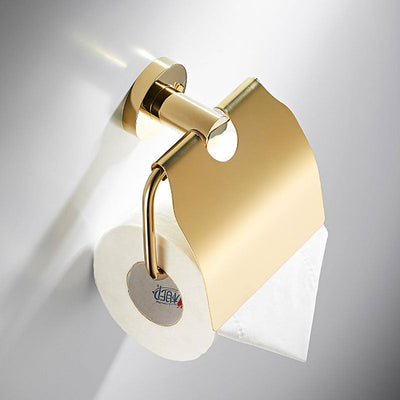 Gold polished brass round bathroom accessories