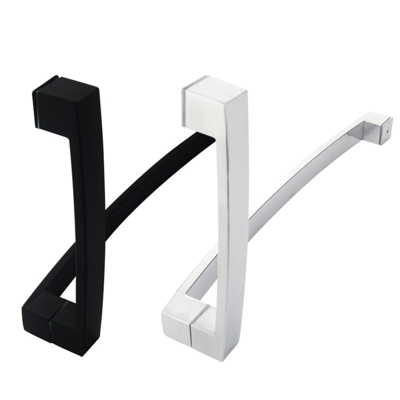 Shower glass door handle with towel bar