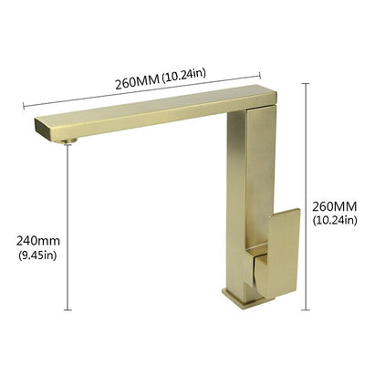 Brushed Gold Square Bar Kitchen Faucet