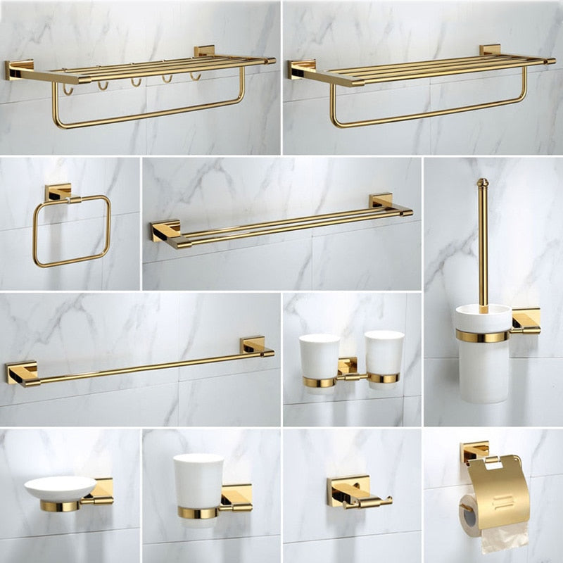 Gold polish brass bathroom accessories