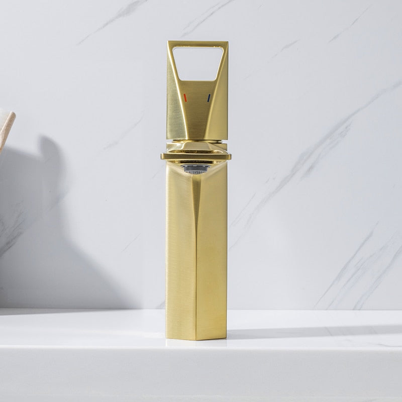 Giovanni-modern brushed gold single hole bathroom faucet