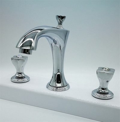 Luxury 8" Inch Wide Spread Bathroom Faucet with Crystal Diamond Handles