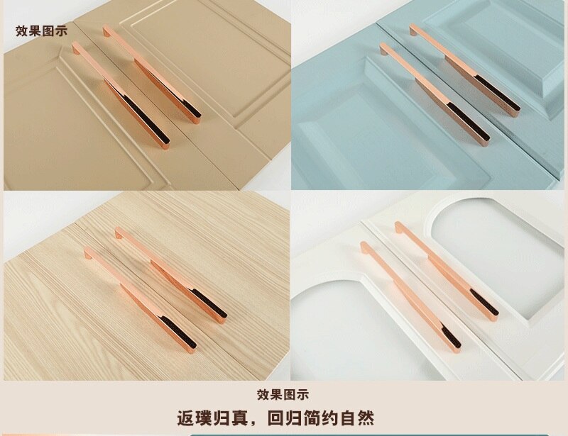 Rose gold polished cabinet door handles