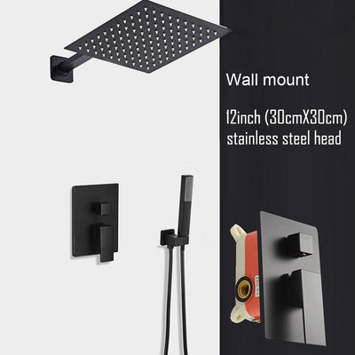 Black matte-Chrome Square 2 way diverter pressure balance shower kit CUPC