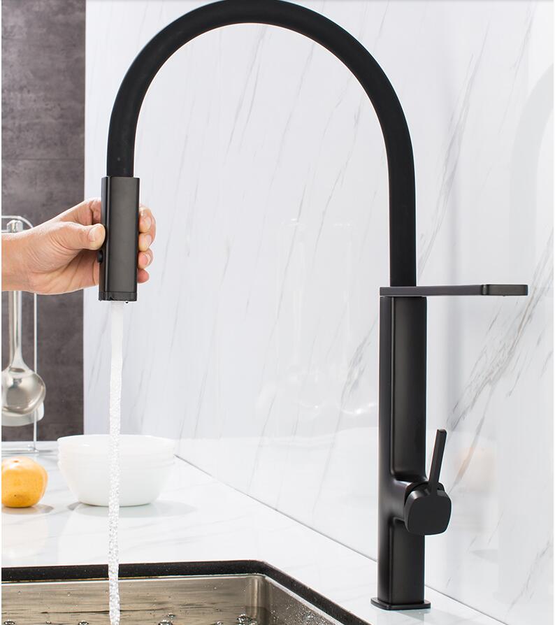 Cordoba-Black-Swivel and Magnetic Dual Spray Pull Out Kitchen Faucet