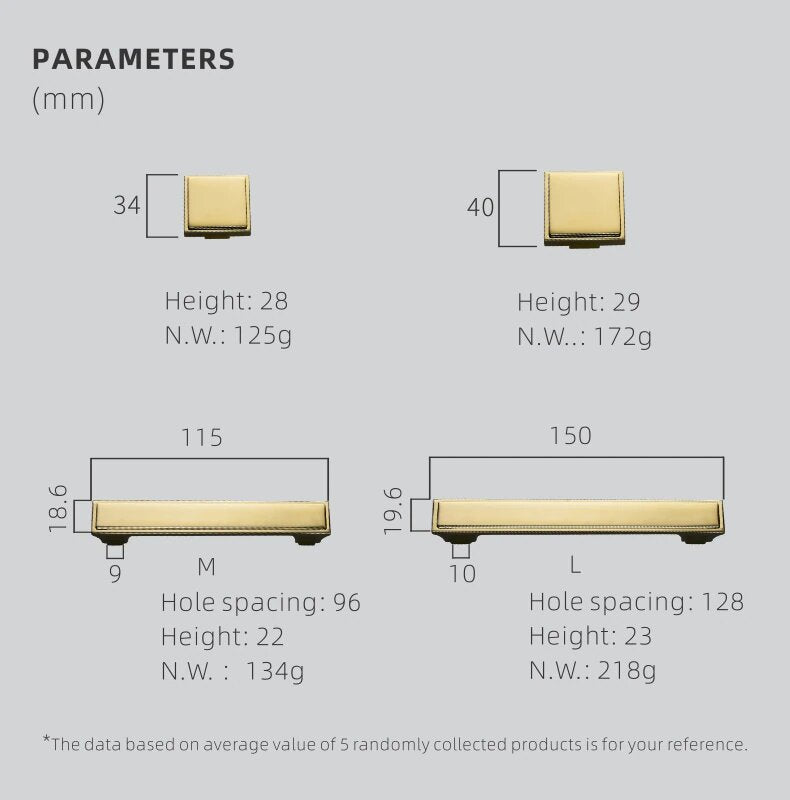 Gold polished pvd cabinet door handles and knobs