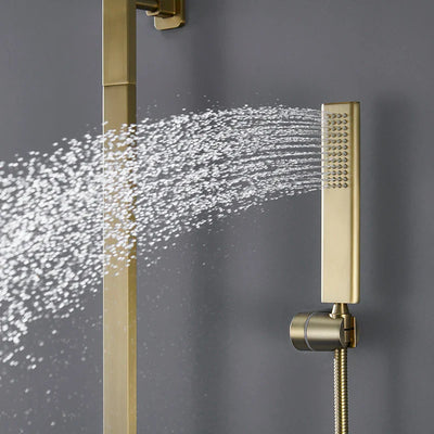 Cara- Brushed gold - Grey Gun exposed thermostatic shower system