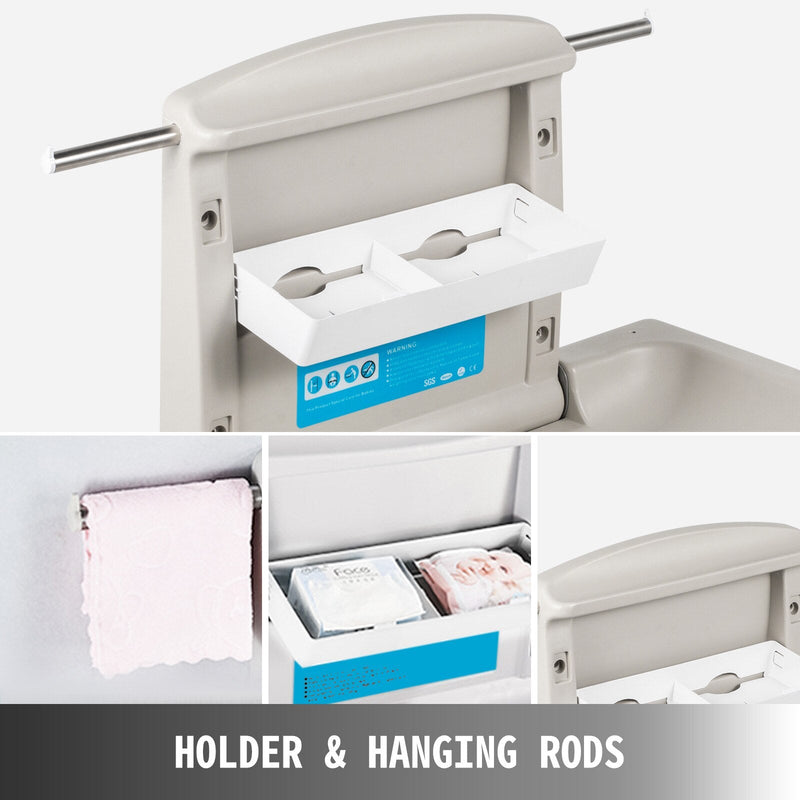 Commercial wall mounted baby diaper changing station