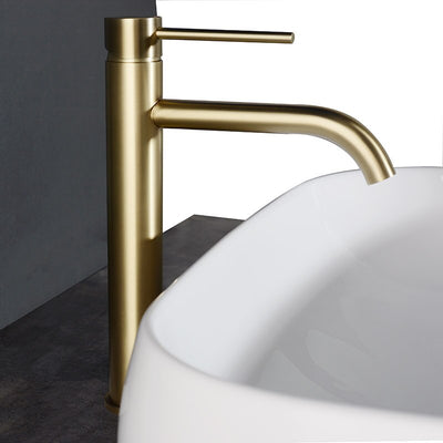 Brushed Rose Gold Tall Vessel Basin Faucet