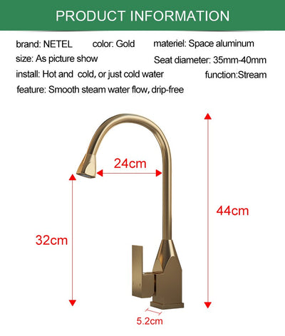 Brushed gold square kitchen faucet dual pull out sprayer