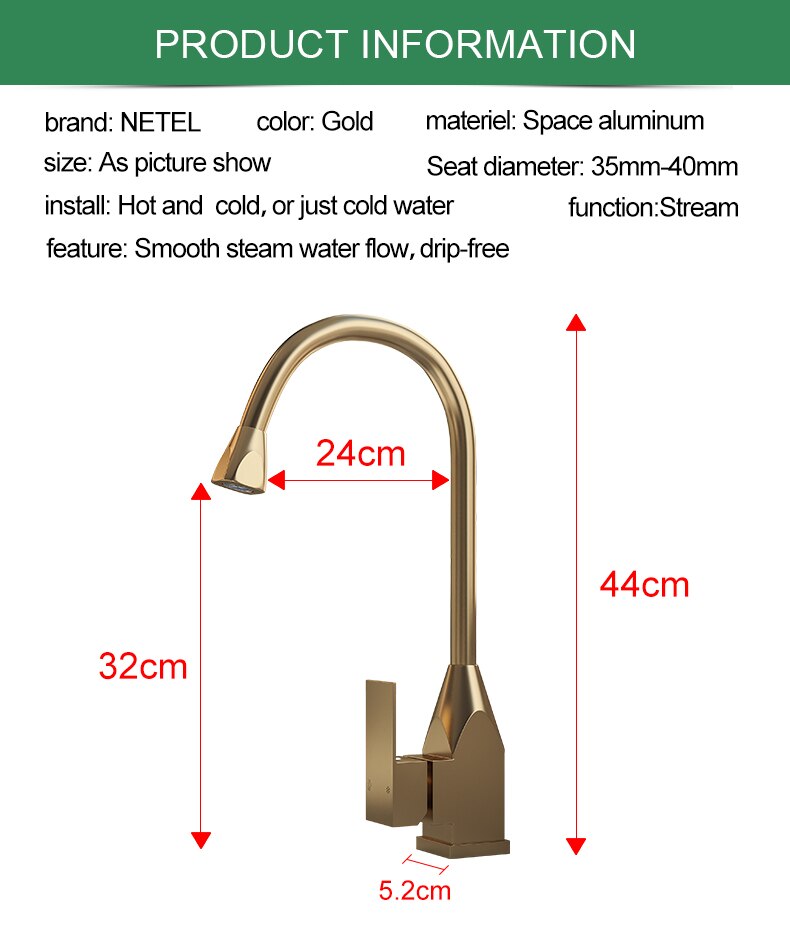 Brushed gold square kitchen faucet dual pull out sprayer