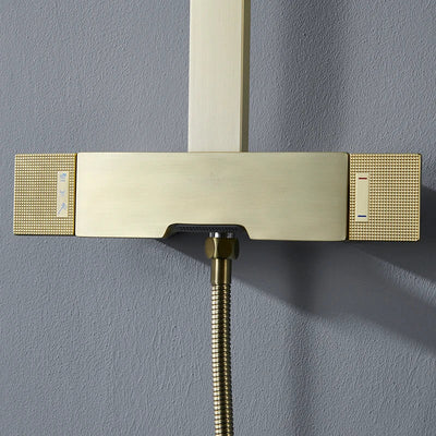 Cara- Brushed gold - Grey Gun exposed thermostatic shower system