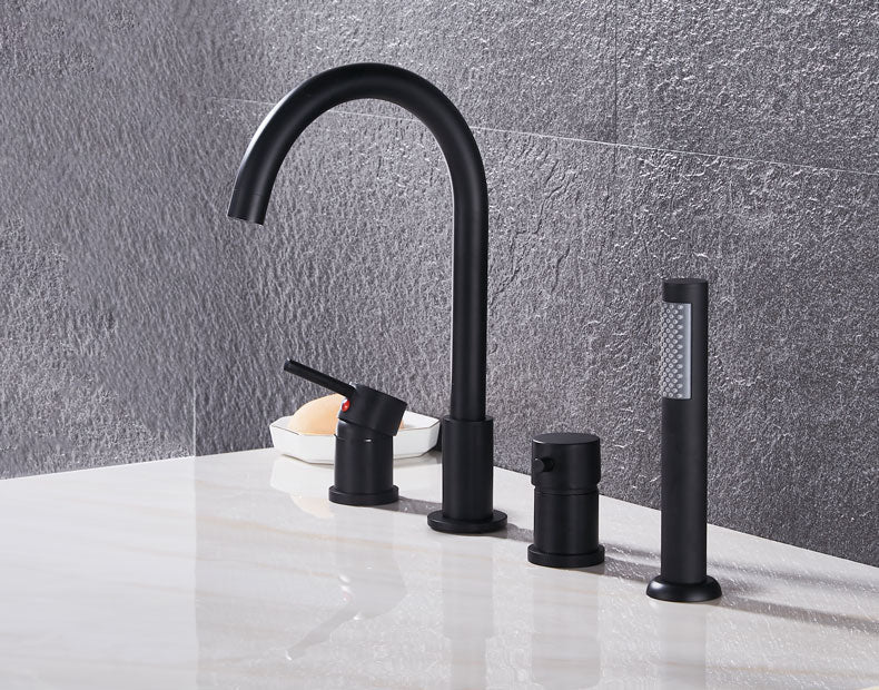 Black Gold -Brushed Gold-Black-Chrome with Black Deckmount Bathtub Filler Faucet