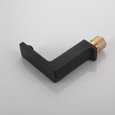 Black square commercial single hole bathroom faucet